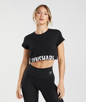 Dámské Oříznuté Topy Gymshark Fraction Černé | CZ 3745GSO